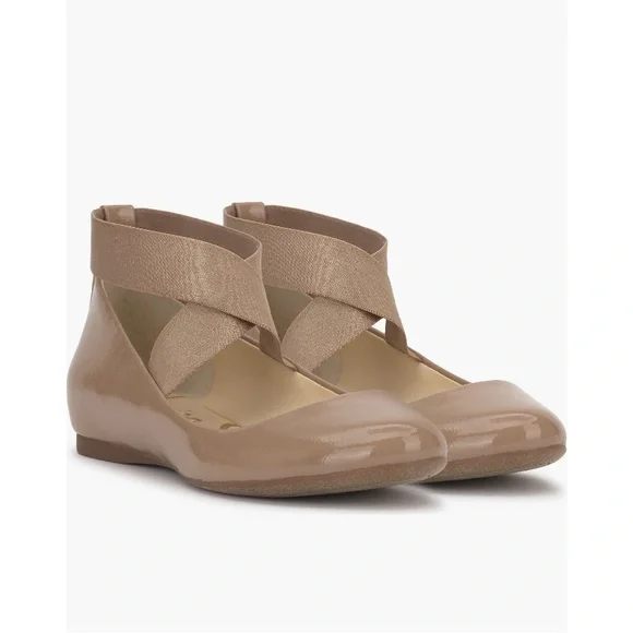 NEW Jessica Simpson Mandayss Ankle Strap Ballet Flats Chai Latte Women’s Size 8 - Picture 2 of 13